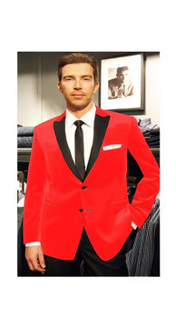 Velvet Blazer - Mens Velvet Jacket Velvet Velour Cheap Priced For Men Formal Tuxedo Jacket Sport Coat Two Tone Trimming Notch Collar  - Red Tuxedo
