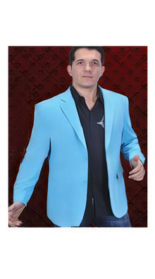 Men's Cotton/Rayon 2 Button Sport Coat Side Vents Light Blue ~ Sky Blue