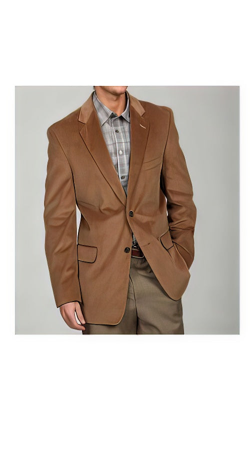 Tan Men's Two Button Corduroy Sport Coat