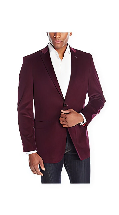 Men's Tonal Elbow Patches Cotton Corduroy Sport Coat Bordeaux