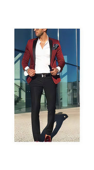Men'S Burgundy ~ Wine ~ Maroon Color Cheap Priced Designer Fashion Dress Casual Blazer On Sale Satin Slim Fit Blazer