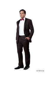 Men's One Button Vested Brown Tuxedo Suit