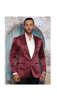 Mens Cowboy Blazer - Western Sport Coat in Color Burgundy - Image 2