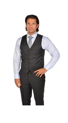 Men'S Charcoal Dress Tuxedo Wedding Men'S Vest ~ Waistcoat ~ Waist Coat & Tie & Matching Dress Pants Set