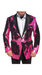 Alberto Nardoni Brand Fashion Men'S Fuchsia Pink & Black Lapel Blazer ~ Sport Coat Tuxedo Dinner Jacket Sequin ~ Shiny Paisley
