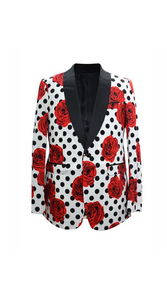 Men's Fashion Shawl Lapel Matching Bow Tie White Sport Coat Blazer