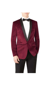 Slim Fit Black And Burgundy ~ Wine ~ Maroon Suit For Men'S
