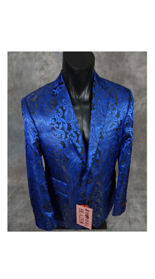 Men'S Floral Paisley Blue Slim Fit Sport Jacket Blazer