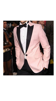 Alberto Nardoni Brand Baby Pink Velvet Tuxedo Dinner Jacket Blazer Sport coat Peak Collar