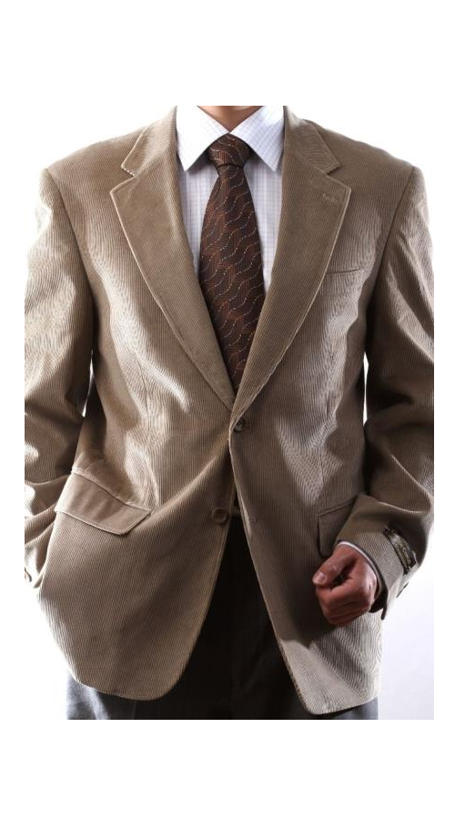 Men's Two Button Tan 100% Cotton Corduroy Sport Coat