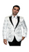 Men'S Flashy Fancy Satin Shiny Tuxedo Dinner Jacket Blazer Paisley Sport Coat Silky Satin Stage Fancy Stage Party Dance White/Black