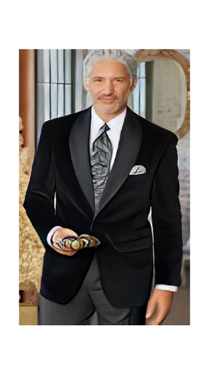 Men'S Velvet Satin Single-Button Satin Collar Pure Cotton Sport Coat Black