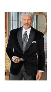 Men'S Velvet Satin Single-Button Satin Collar Pure Cotton Sport Coat Black