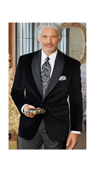 Men'S Velvet Satin Single-Button Satin Collar Pure Cotton Sport Coat Black