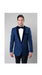 Men'S Deep Blue 1 Button Satin Shawl Collar Two Tone Velvet Slim Fit Blazer