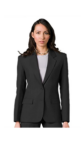 Two Button Solid Pattern Women Blazer In Charcoal