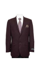 Men'S Wine Slim Fit 2 Button Blazer