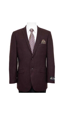 Men'S Wine Slim Fit 2 Button Blazer