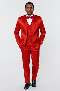 Mens Modern Fit Shiny Sharkskin Suit in Purple