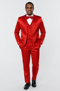 Mens Modern Fit Shiny Sharkskin Suit in Purple