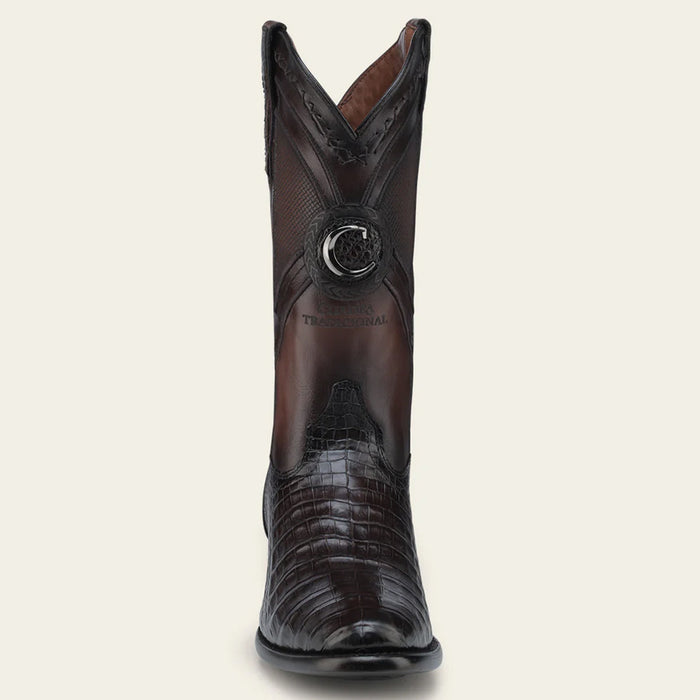 Brown Round Toe Caiman Boot