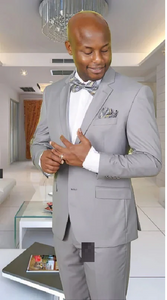 Mens Silver Suit Mens Solid Light Color & Weight  Silver Gray ~ Grey 2 Button  Suit