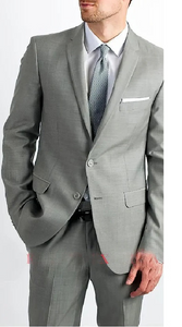 Men's Two Button  Silver Grey Cheap Priced Business Suits Clearance Sale