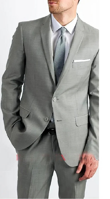 Men's Two Button  Silver Grey Cheap Priced Business Suits Clearance Sale