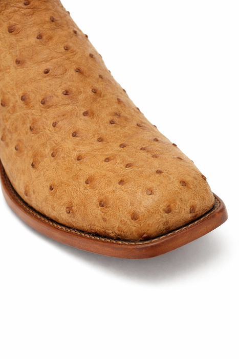 Dan Post Men's Gehrig Full Quill Ostrich Round Toe Boots in Saddle