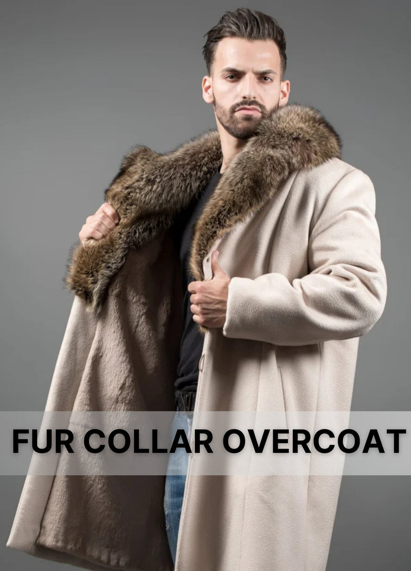 MENS OVERCOAT WITH FUR COLLAR