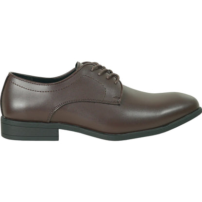Bravo Mens Plain Round Toe Dress Oxford in Dark Brown - Men's Dress Shoes