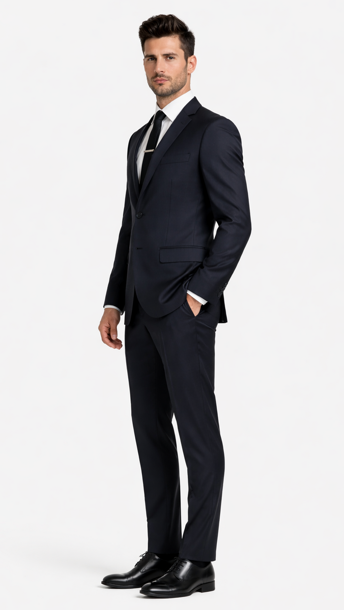 Galante Uomo Made in Italy Wool Black Suit - Image 3