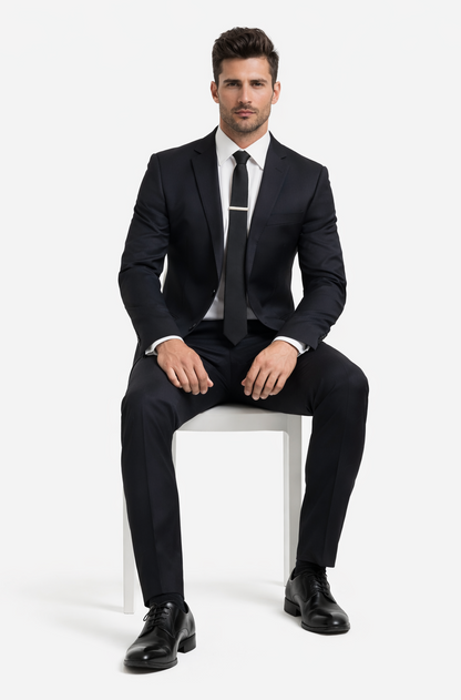 Galante Uomo Made in Italy Wool Black Suit - Image 4