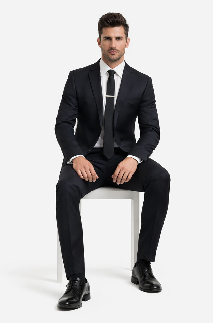 Galante Uomo Made in Italy Wool Black Suit - Image 4