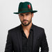 Gangster 100% Australian Wool Crushable Mens Fedora Hat - Removable Feather Gangster  Hunter Green Mens Fedora Hat