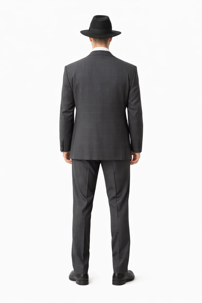 Gangster Suit - 1920 Mens Grey Patterns Suit With Grey Untochable Hat Shirt and Tie Combo - Image 2