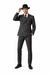 Gangster Suit - 1920 Mens Grey Patterns Suit With Grey Untochable Hat Shirt and Tie Combo
