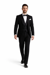 Gatsby Collection Tuxedos With Peaked Lapels Costumes Outfit Male Attire Flap Pockets And Patterned SB Vest