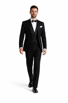 Gatsby Collection Tuxedos With Peaked Lapels Costumes Outfit Male Attire Flap Pockets And Patterned SB Vest