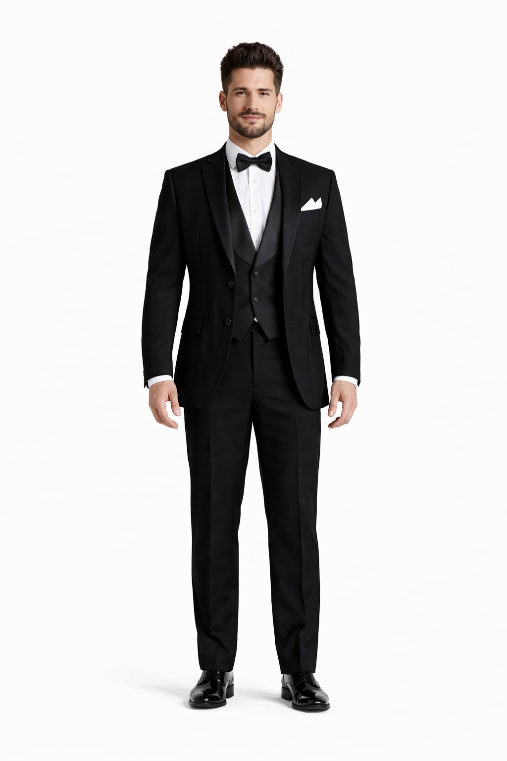 Gatsby Collection Tuxedos With Peaked Lapels Costumes Outfit Male Attire Flap Pockets And Patterned SB Vest - Image 6
