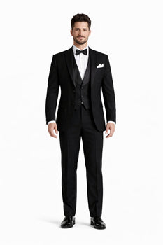 Gatsby Collection Tuxedos With Peaked Lapels Costumes Outfit Male Attire Flap Pockets And Patterned SB Vest - Image 6