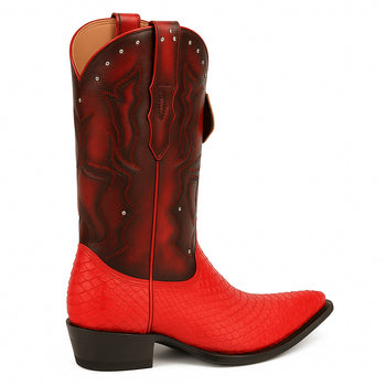 Men's King Exotic Boots Genuine Python 3x Toe Red (495vf5712) - Image 3