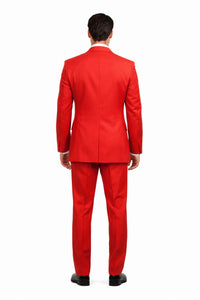 Gianni Mens Red Suit  not poly-rayon Suit 3 Button Super 120'S Extra Fine 2PC