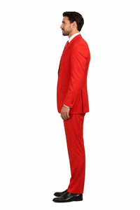 Gianni Mens Red Suit  not poly-rayon Suit 3 Button Super 120'S Extra Fine 2PC