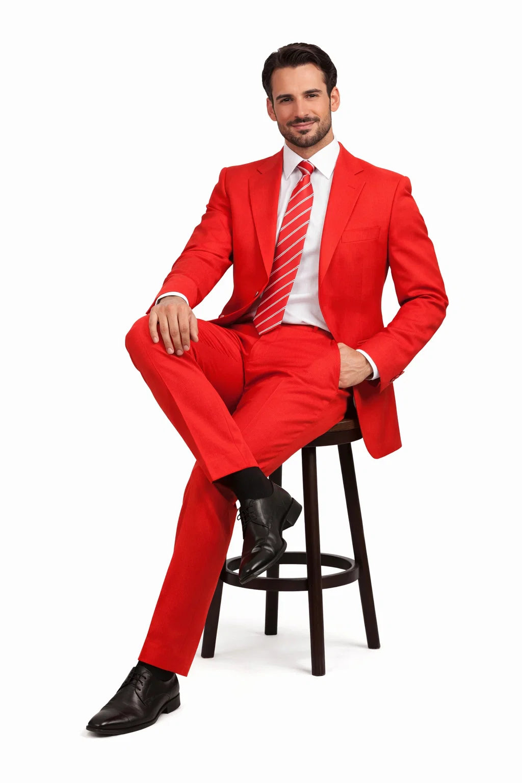 Gianni Mens Red Suit  not poly-rayon Suit 3 Button Super 120'S Extra Fine 2PC - Image 3