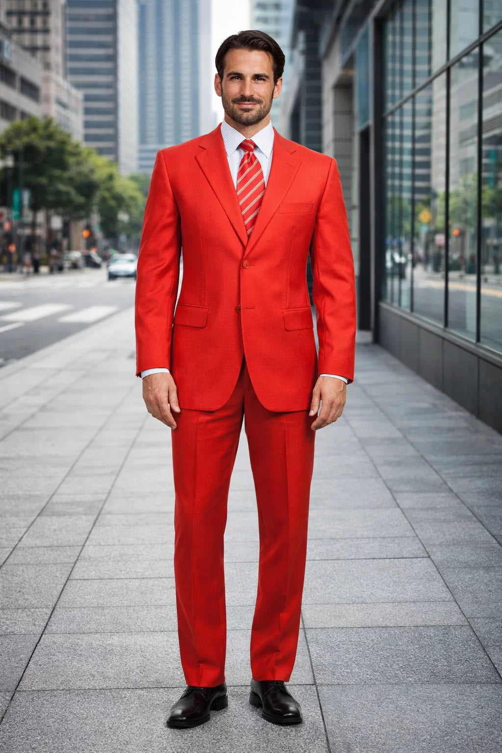 Gianni Mens Red Suit  not poly-rayon Suit 3 Button Super 120'S Extra Fine 2PC - Image 6