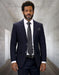 Statement Men's 2-Piece Big & Tall 100% Wool Fashion Suit – Layered Windowpane Pattern
