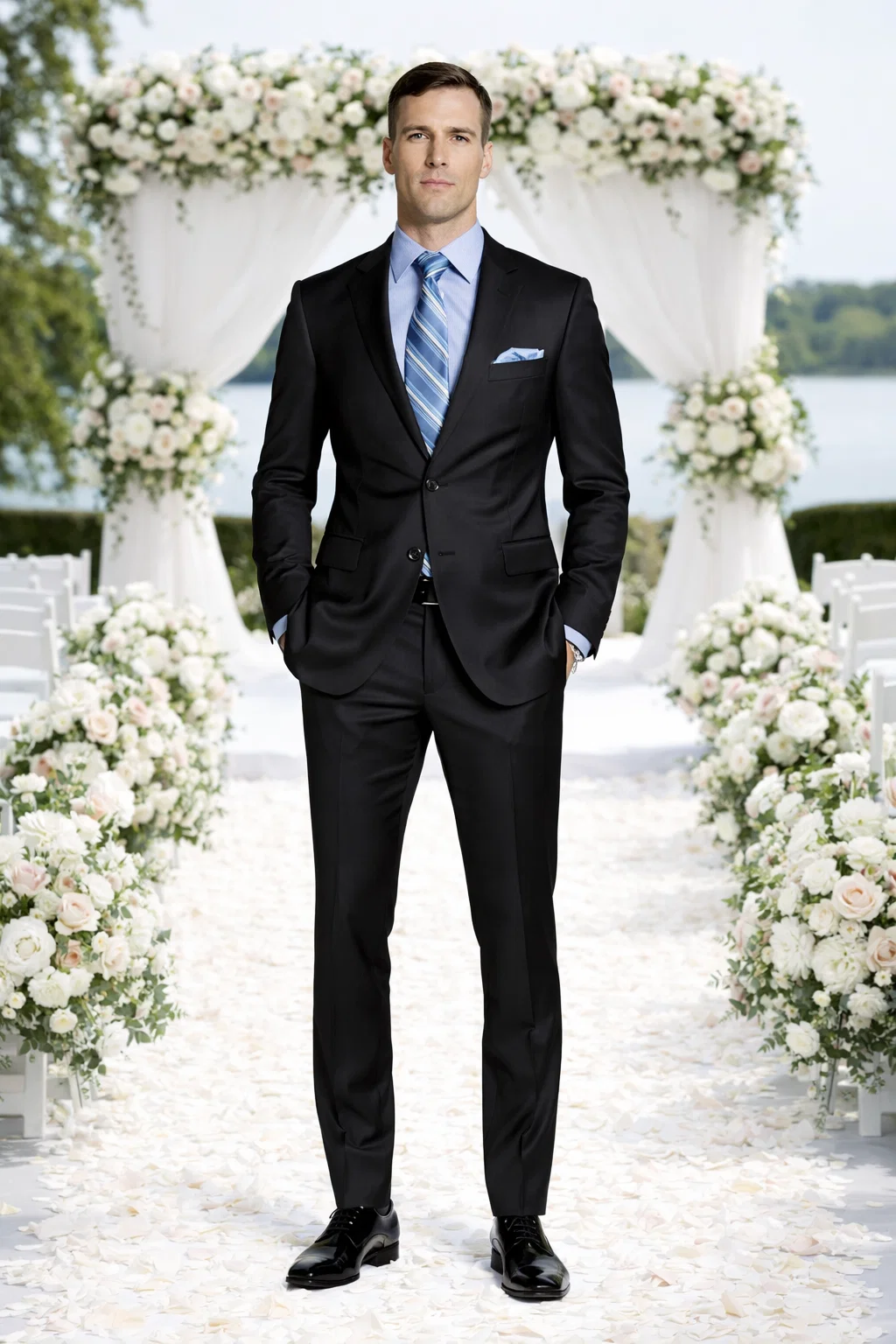 Giorgio Fiorelli Black and French Blue Two-Button Suit - Image 7