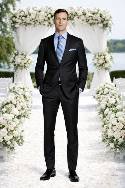 Giorgio Fiorelli Black and French Blue Two-Button Suit - Image 7