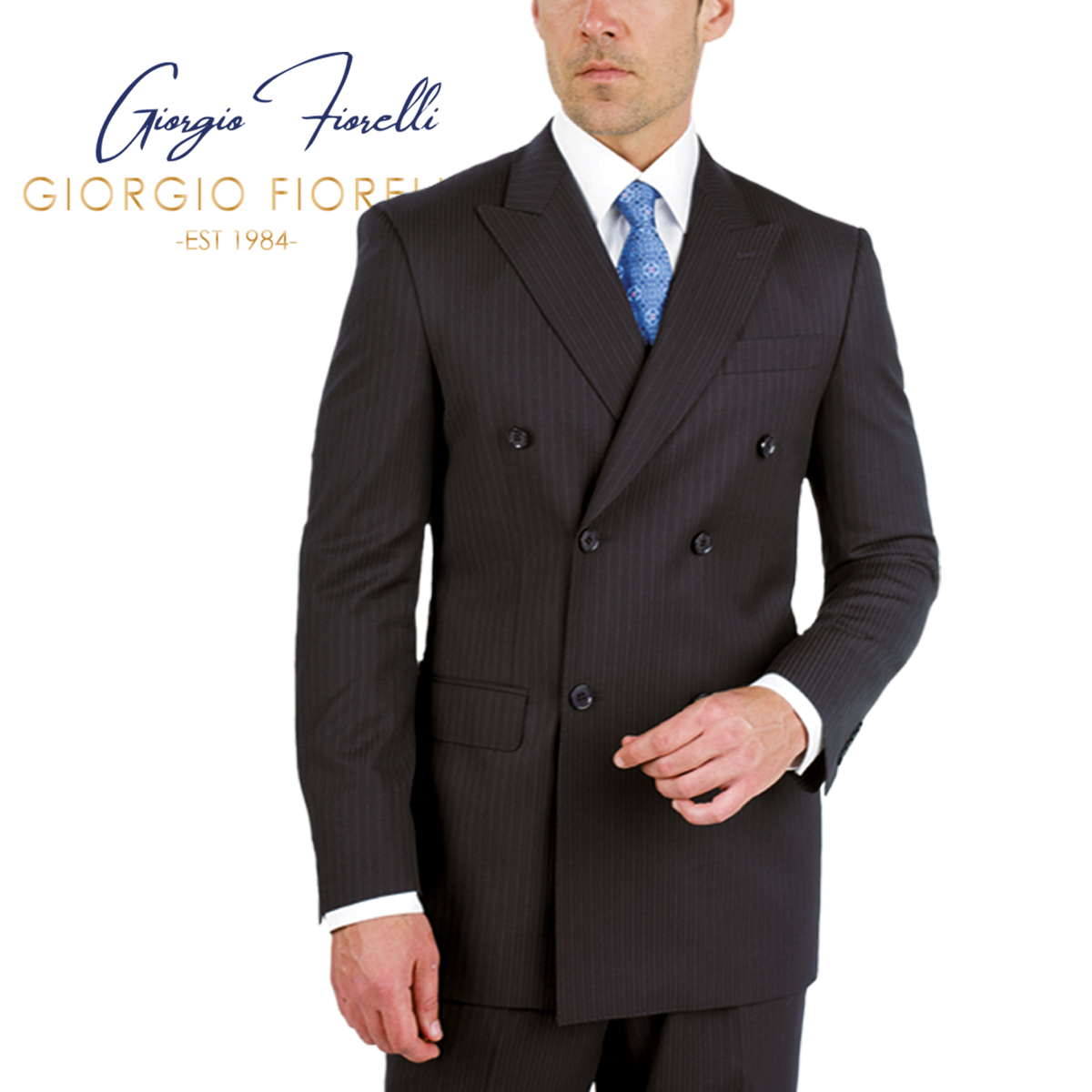 Double-Breast Suit, Black, Navy or Gray Colors by Giorgio Fiorelli - Image 10